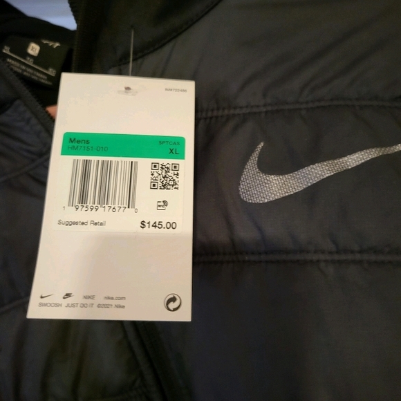 Black Windbreaker with Quilted Design and Full Zip - Picture 3 of 3